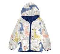 Anantty Kids Hooded Coat Cute Cartoon Giraffe Pattern Fleece Jacket Winter Warm Sweatshirt Outwear for 3-10 Years Girls Boys