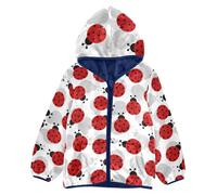Anantty Kids Hooded Coat Cute Ladybug Red Ladybird Pattern Fleece Jacket Winter Warm Sweatshirt Outwear for 3-10 Years Girls Boys