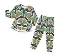 Anantty Kids Pajamas Sets Colourful Snake Skin Print Pj Set Long Sleeve Top Pants Loungewear Sleepwear Nightwear for Boys Girls Multicolor