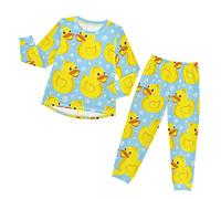 Anantty Kids Pajamas Sets Cute Ducky Pattern Pj Set Long Sleeve Top Pants Loungewear Sleepwear Nightwear for Boys Girls Multicolor