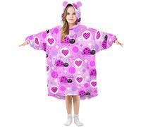 Anantty Love Heart Ladybird Pattern Kids Wearable Blanket Hoodie Oversized Sweatshirt Blanket Pullover for 3-14 Year Boys Girls