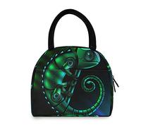 Anantyy Green Chameleon Lizard Lunch Bag Insulated Lunch Box Cool Bag Tote Bag for Kids Boys Girls Womens Men