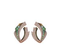 Ananya 18kt rose gold Mogra Blossom abalone and diamond earrings - Pink One Size