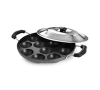 ANANYA FASHION & CRAFTS HUB Non-Stick Appam Patra Pan with Lid | 12-Cavity Paniyaram/Appam Maker | Heavy Duty Aluminium, Induction & Gas Compatible