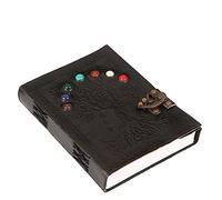 ANANYOM Handmade Leather Journal, Black, Tree Of Life 7 Chakra Design Notebook Diary, Sketchbook with Brass Clasp Lock, Embossed Journal for Men & Women, Office Journal Handmade Unruled 200 Pages,