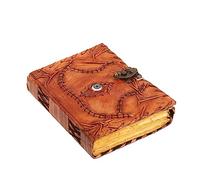 ANANYOM Handmade Leather Journal, Brown, Hocus Pocus Spell Eye Design, Genuine Leather Notebook Diary, Sketchbook with Brass Clasp Lock, Embossed Journal for Men & Women, Office Journal Deckle Edge