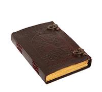 ANANYOM Handmade Leather Journal, Brown, Tree of Life Hand Embossed Design, Genuine Leather Notebook Diary, Sketchbook with Two Brass Clasp Lock, Journal for Men & Women, Office Journal Deckle Edge