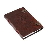 ANANYOM Handmade Leather Journal, Brown, Tree of Life Hand Embossed Design, Genuine Leather Notebook Diary, Sketchbook with Two Brass Clasp Lock, Embossed Journal for Men & Women, Office Journal