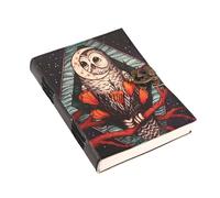 Ananyom Handmade Leather Journal, Owl Spell Vintage Leather Notebook Diary Sketchbook, 200 Blank White Paper, Unruled, Brass Clasp Lock Journal, For Men & Women