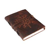 ANANYOM Handmade Leather Journal, Reddish Brown, Soft Buff Leather Tree Of Life Notebook Diary, Sketchbook with Leather String Bound Lock, Embossed Journal for Men & Women, Office Journal Handmade