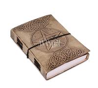ANANYOM Handmade Leather Journal, Vintage Color, Celtic Star Design, Cotton String Notebook Diary, Sketchbook with String Bound Lock, Embossed Journal for Men & Women, Office Journal Handmade Unruled