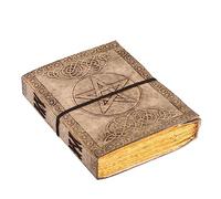ANANYOM Handmade Leather Journal, Vintage Color, Celtic Star Design, Cotton String Notebook Diary, Sketchbook with String Bound Lock, Embossed Journal for Men & Women, Office Journal Handmade Deckle