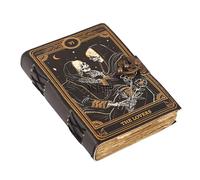 ANANYOM Leather Journal for Writing Gift Set, Lovers Tarot, Spiral Gothic, Skull Lover, Antique Vintage Leather Notebook Diary Sketchbook, 200 Blank Deckle Paper, Unruled, Brass Clasp Lock