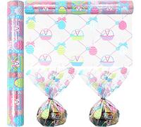 AnapoliZ Easter Cellophane Wrap Roll | 100’ Ft. Long X 16” In. Wide 2.3 Mil Thick , Crystal Clear , Design Cello Wrapping Paper for Treats , Baskets , Gifts Bunnies & Eggs