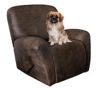ANARACHON Leather Like Recliner Chair Covers Heavy Duty, 4 Pieces Lazy Boy Recliner Cover for Recliner Chair, Leather Cover for Recliner slipcovers Washable for Pets (Dark Brown)