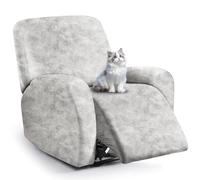 ANARACHON Leather Look Recliner Chair Covers, 4-Pieces Stretch Recliner Cover, Soft Reclining Chair Slipcover, Washable Furniture Protector for Lazy Boy Recliner (1 Seater, 03 Light Beige)