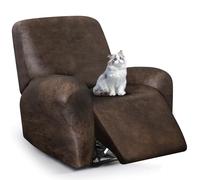 ANARACHON Leather Look Recliner Chair Covers, Stretch Recliner Cover, Soft Lazy Boy Recliner Slipcovers for Reclining Chair, Washable Furniture Protector for Pets, Dogs (1 Seater, Brown)