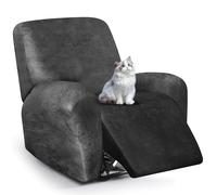 ANARACHON Leather Look Recliner Chair Covers, Stretch Recliner Cover, Soft Lazy Boy Recliner Slipcovers for Large Reclining Chair, Washable Furniture Protector for Pets (1 XL Seater, Light Grey)
