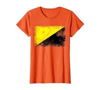 Anarcho Capitalist Distressed Flag Tee AnCap Tshirt T-Shirt, Women, Orange, Medium
