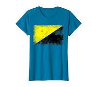 Anarcho Capitalist Distressed Flag Tee AnCap Tshirt T-Shirt, Women, Sapphire Blue, X-Small