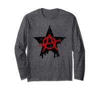 Anarchy, star, A, red black, pirate, rebel, punk, anti, left Long Sleeve T-Shirt