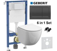 Anas Magna Rimless Pan With Geberit Duofix Alpha01 Wc Frame Black Chrome Flush Plate 458.039.00.2 + 115.055.qc.1 + 1211-11