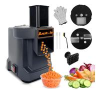 Anatole Electric Vegetable Dicer Slicer Commercial Food Processor Multifunctional Veggie Chopper Cutter Heavy Duty with 2 Stainless Steel Blades for Carrot Potato Onion 100W 220V