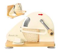 Anatole Foldable Manual Bread Slicer for Homemade Sourdough Bread with Engraved Scale Line Bread Guide Hand Crank Bread Cutter with Adjustable Thickness Stainless Steel Blade 6 Suction Cups