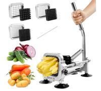 Anatole Potato Chipper Professional Chip Cutter Stainless Steel with 1/4'' 3/8'' 1/2'' Blades Manual French Fry Cutter Veggie Chopper Home Use for Onions Carrots Cucumbers