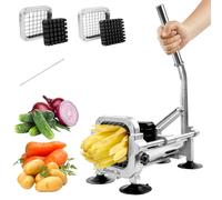 Anatole Potato Chipper Professional Chip Cutter Stainless Steel with 3/8'' 1/2'' Blades Manual French Fry Cutter Veggie Chopper Home Use for Onions Carrots Cucumbers