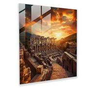Anatolia Glass Print - Sunset Over Ephesus Ruins - Anatolia, Wall Decoration, Ancient Ruins, Glass Print, 28" x 28"