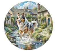 Anatolian Shepherd Dog 1000 Pieces Jigsaws Stress Reliever Difficult Challenge for Adults & Kids Unique Challenge Game Round Home Decor Gifts (67.5x67.5cm)