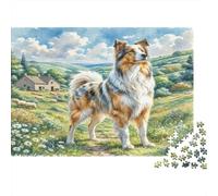 Anatolian Shepherd Dog Jigsaw for Adults Teens: Collie in Village Landscape Educational Game for Wall Decoration And Gifts 52x38cm/1000pcs