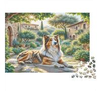 Anatolian Shepherd Dog Sturdy Paper Collie Mix in Garden with Stone Path Jigsaw Puzzle Home Decor Collectible 70x50cm/1000pcs