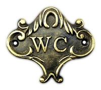 Anatolica Brass Wc Toilet Door Sign, Unlacquered Finish (Antique Bronze)
