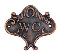 Anatolica Brass Wc Toilet Door Sign, Unlacquered Finish (Antique Copper)