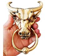 Anatolica Bull Head Door Knocker,Solid Brass,6.5 inches Tall,Front Door Ornament (Polished Brass)