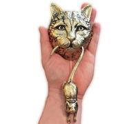 Anatolica Cat and Mouse Door Knocker, Solid Brass, 8.7 inches, Front Door Ornament (Antique Brass)