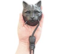 Anatolica Cat and Mouse Door Knocker, Solid Brass, 8.7 inches, Front Door Ornament (Black Oxide)