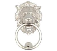 Anatolica Lions Head Door Knocker,7.1 inches,Solid Brass,Regency Period(Matte Silver Satin)