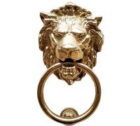 Anatolica Lions Head Door Knocker,7.1 inches,Solid Brass,Regency Period(Polished Brass)