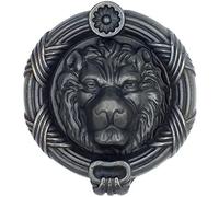Anatolica Traditional Solid Brass Sandringham Lion Head Door Knocker(Black Oxide)