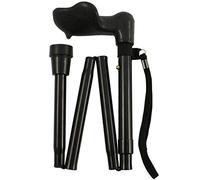 Anatomical Black Left Handed Shorter Folding Walking Stick