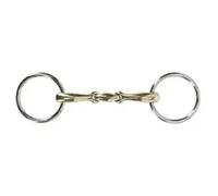 Anatomical double-jointed snaffle bit with two rings for horse QHP
