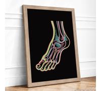 Anatomical Foot Study Educational Framed Wall Art Print A4 (29.7×21cm) Oak, Wall Decor for Living Room, Bedroom, Office & Home, Ready to Hang, Art Gift
