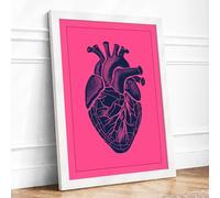 Anatomical Heart Anatomy Framed Wall Art Print A4 White