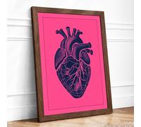 Anatomical Heart Anatomy Modern Framed Wall Art Print A1 (84.1×59.4cm) Walnut, Wall Decor for Living Room, Bedroom, Office & Home, Ready to Hang, Art Gift
