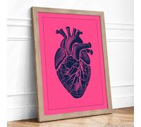 Anatomical Heart Anatomy Modern Framed Wall Art Print A3 (42×29.7cm) Oak, Wall Decor for Living Room, Bedroom, Office & Home, Ready to Hang, Art Gift