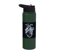 Anatomical Heart Barbed Wire Gothic Glass Stainless Steel Insulated Water Bottle