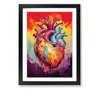 Anatomical Heart Colour Field Framed Print | A2 Black Framed Wall Art | Ready to Hang | Modern Nature Picture | Living Room Bedroom Lounge Office